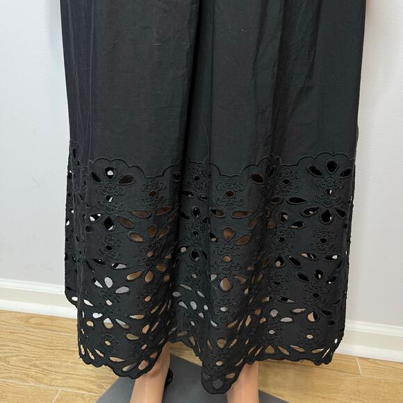 Caroline Constas New Embroidered Peplum Waist Spaghetti Strap Black Dress Sz M - Picture 8 of 11